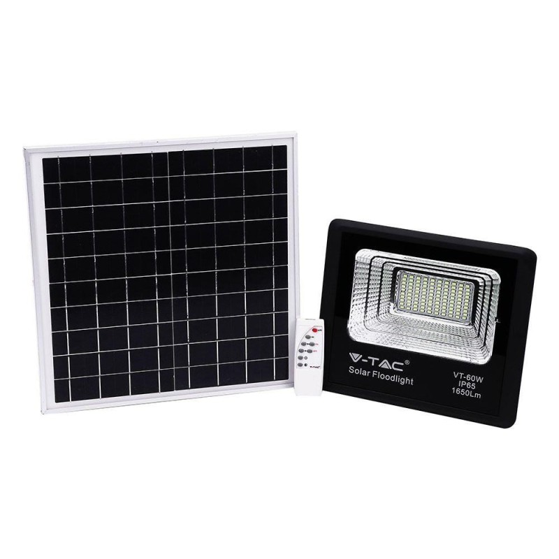 Projektor LED Solarny V-TAC 20W Czarny IP65, Pilot, Timer VT-60W 6000K 1650lm Projektor LED Solarny V-TAC 20W Czarny IP65, Pilot, Timer VT-60W 6000K 1650lm