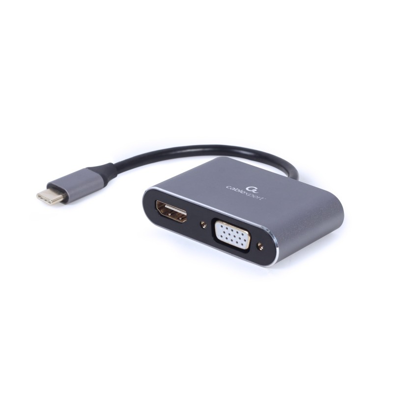 GEMBIRD ADAPTER USB TYPU C NA HDMI + VGA NA KABLU SZARY