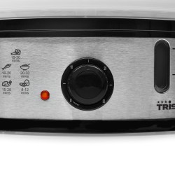 Tristar VS-3914 szybkowar parowy 3 kosz. Blat 1200 W Czarny, Stal nierdzewna, Półprzezroczysty
