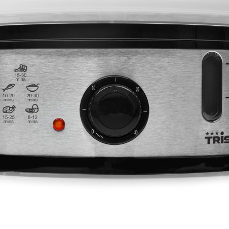Tristar VS-3914 szybkowar parowy 3 kosz. Blat 1200 W Czarny, Stal nierdzewna, Półprzezroczysty