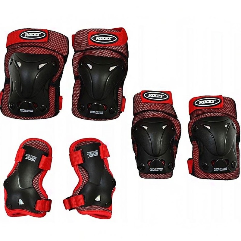 Ochraniacze na łyżworolki Roces Ventilated JR czerwono czarne 3-Pack Ochraniacze na łyżworolki Roces Ventilated JR czerwono czarne 3-Pack