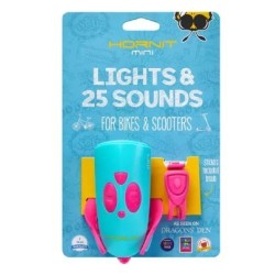 Lampka rowerowa z klaksonem HORNIT Mini PINK - TURQ 5353PITQ