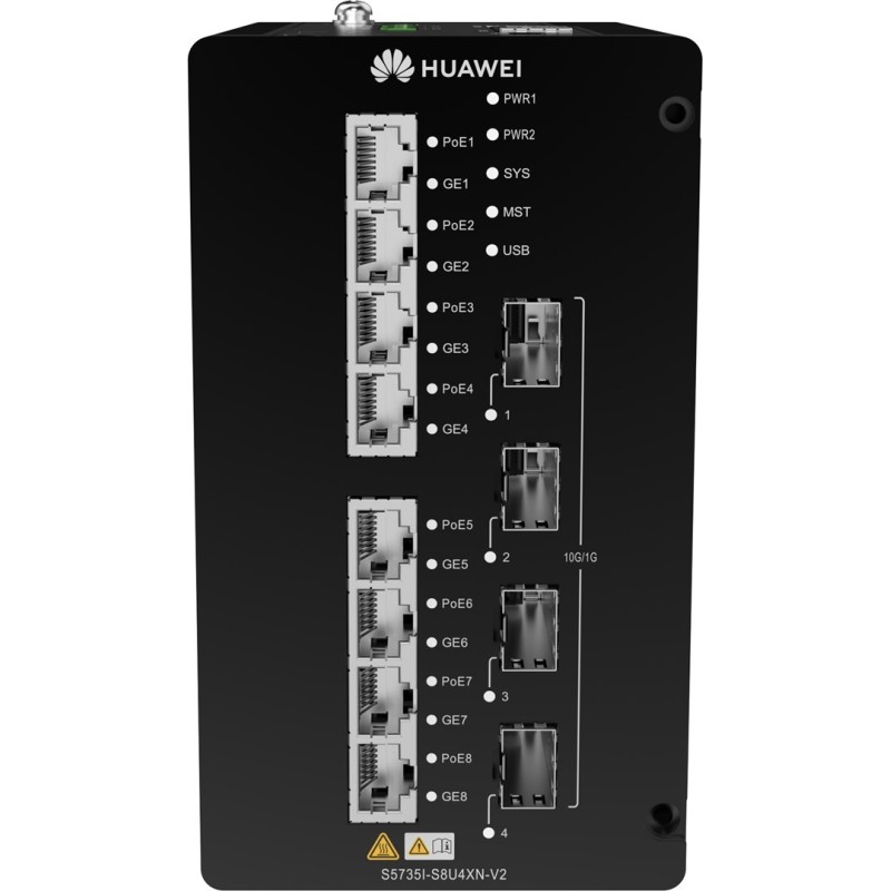 Huawei CloudEngine S5735I-S8U4XN-V2 Zarządzany Gigabit Ethernet (10/100/1000) Obsługa PoE Czarny Huawei CloudEngine S5735I-S8U4XN-V2 Zarządzany Gigabit Ethernet (10/100/1000) Obsługa PoE Czarny