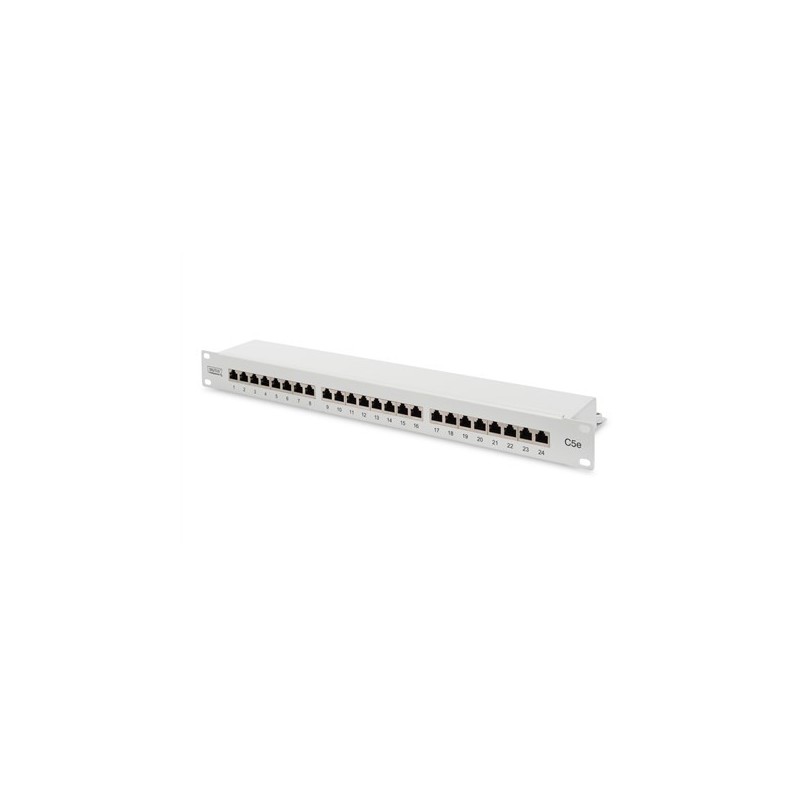 Digitus Panel krosowy (patch panel) 19'' 24x RJ45, LSA poziom, kat.5e, ekranowany, 1U, szary, prowadnica kabli Digitus Panel krosowy (patch panel) 19'' 24x RJ45, LSA poziom, kat.5e, ekranowany, 1U, szary, prowadnica kabli