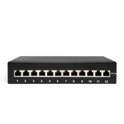 Digitus Panel krosowy (patch panel) desktop (biurkowy) 12x RJ45, LSA poziom, kat.6A, ekranowany, czarny, prowadnica kabli