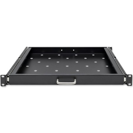 QOLTEC PÓŁKA Z UCHWYTEM DO SZAFY RACK | 600600 | WYSUWANA | CZARNA