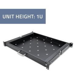 QOLTEC PÓŁKA Z UCHWYTEM DO SZAFY RACK | 600600 | WYSUWANA | CZARNA