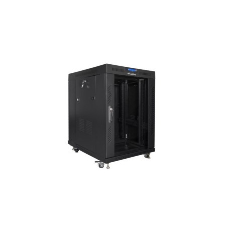LANBERG SZAFA STOJĄCA RACK 19" 15U 600X800 DRZWI SZKLANE LCD CZARNA FF01-6815-12BL (FLAT PACK)