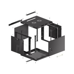 LANBERG SZAFA WISZĄCA RACK 19" 9U 600X600 DRZWI METALOWE CZARNA (FLAT PACK) WF01-6609-00B