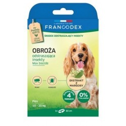 FRANCODEX Obroża dla średnich psów od 10 kg do 20 kg odstraszająca insekty -...