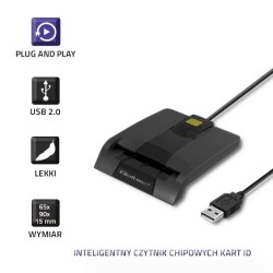 QOLTEC CZYTNIK CHIPOWYCH KART ID INTELIGENTNY | SCR-0634 | USB TYP C