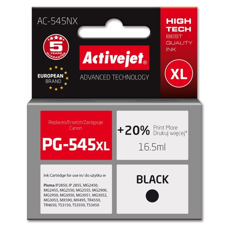 Activejet AC-545NX Tusz (zamiennik Canon PG-545XL Supreme 16,5ml czarny) Activejet AC-545NX Tusz (zamiennik Canon PG-545XL Supreme 16,5ml czarny)