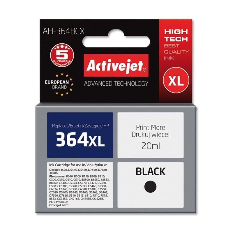 Activejet AH-364BCX Tusz (zamiennik HP 364XL CN684EE Premium 20 ml czarny) Activejet AH-364BCX Tusz (zamiennik HP 364XL CN684EE Premium 20 ml czarny)