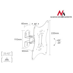 Uchwyt ścienny do telewizora Maclean MC-501B (Obrotowy, ścienne, Uchylny - 42" max. 30kg)