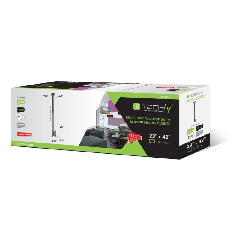 Techly ICA-CPLB 922L uchwyt do tablic informacyjnych 106,7 cm (42") Czarny Techly ICA-CPLB 922L uchwyt do tablic informacyjnych 106,7 cm (42") Czarny