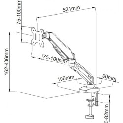 ART L-11GD - biurkowy uchwyt do monitora 13-27"