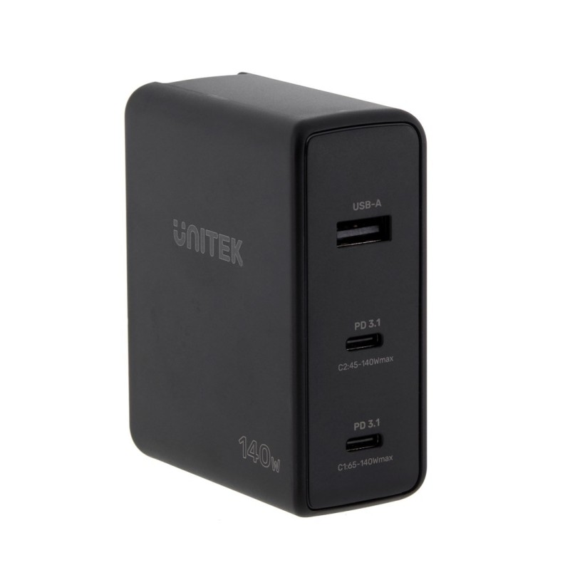 UNITEK ŁADOWARKA GAN 2X USB-C, USB-A, 140W UNITEK ŁADOWARKA GAN 2X USB-C, USB-A, 140W