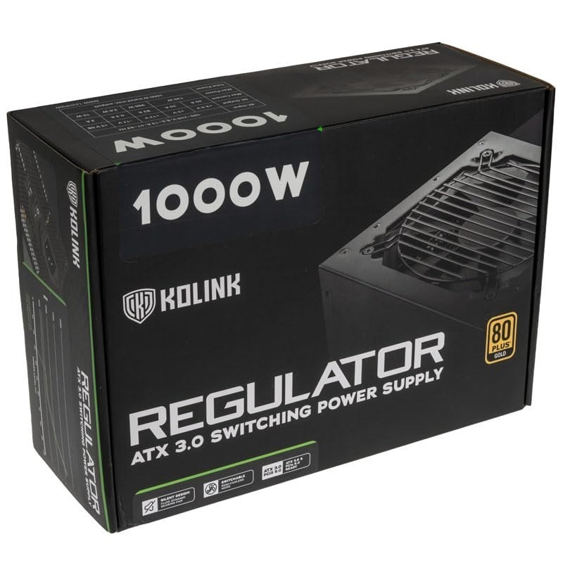 Zasilacz Kolink Regulator 80 PLUS Gold, ATX 3.0, PCIe 5.0, modułowy - 1000 W Zasilacz Kolink Regulator 80 PLUS Gold, ATX 3.0, PCIe 5.0, modułowy - 1000 W