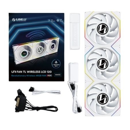 Wentylator Lian Li UNI FAN TL Wireless LCD 120 3-pack biały (12TLLCD1W3W)