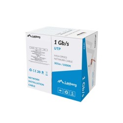 LANBERG KABEL UTP 1GB/S 305M DRUT CCA CZERWONY LCU6-10CC-0305-R