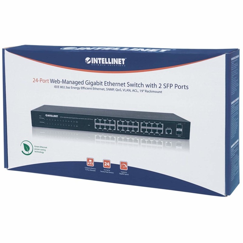INTELLINET GIGA SWITCH 24X RJ45 + 2X SFP WEB-SMART VLAN QOS RACK 560917 INTELLINET GIGA SWITCH 24X RJ45 + 2X SFP WEB-SMART VLAN QOS RACK 560917