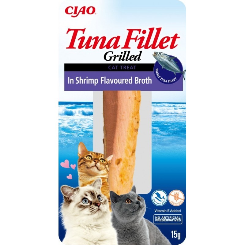 INABA Grilled Tuna Tuńczyk w bulionie o smaku krewetek - przysmak dla kota - 15 g