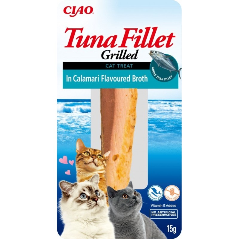 INABA Grilled Tuna Tuńczyk w bulionie o smaku kalmarów - przysmak dla kota - 15 g