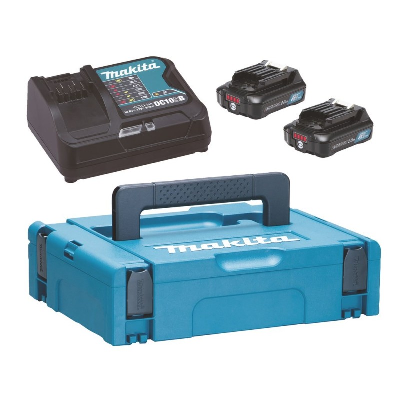 MAKITA ZESTAW ZASILAJĄCY 12V 2x2,0Ah (BL1021Bx2+DC10SB) MAKPAC MAKITA ZESTAW ZASILAJĄCY 12V 2x2,0Ah (BL1021Bx2+DC10SB) MAKPAC