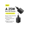 BASEUS ŁADOWARKA SIECIOWA Z KABLEM USB-C DO USB-C TZCCSUP-L01 SUPER SI 1C 25W CZARNA