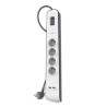 Listwa zasilająca Belkin Power Surge 4-PORT + 2xUSB-A 2.4A 525J 2m Grey/White