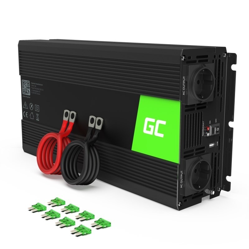 GREEN CELL PRZETWORNICA INV19 24V-230V 1500W/3000W CZYSTA SINUSOIDA GREEN CELL PRZETWORNICA INV19 24V-230V 1500W/3000W CZYSTA SINUSOIDA