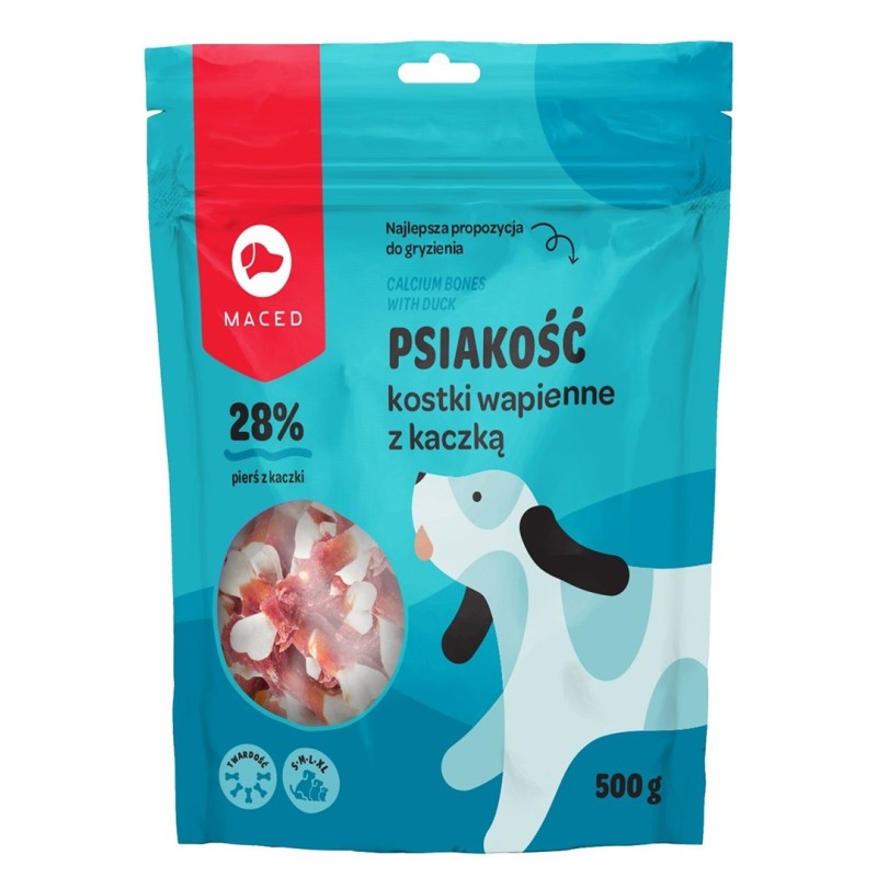 MACED Psiakość Kostki wapienne z kaczką - gryzak dla psa - 500g MACED Psiakość Kostki wapienne z kaczką - gryzak dla psa - 500g