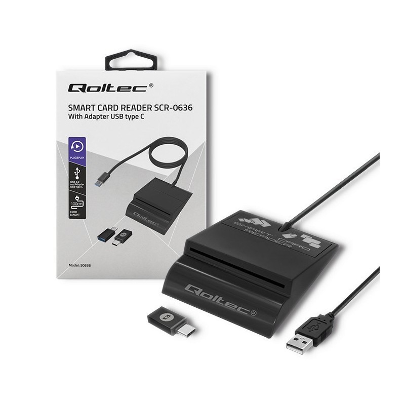 QOLTEC CZYTNIK CHIPOWYCH KART ID INTELIGENTNY | SCR-0636 | USB TYP C QOLTEC CZYTNIK CHIPOWYCH KART ID INTELIGENTNY | SCR-0636 | USB TYP C