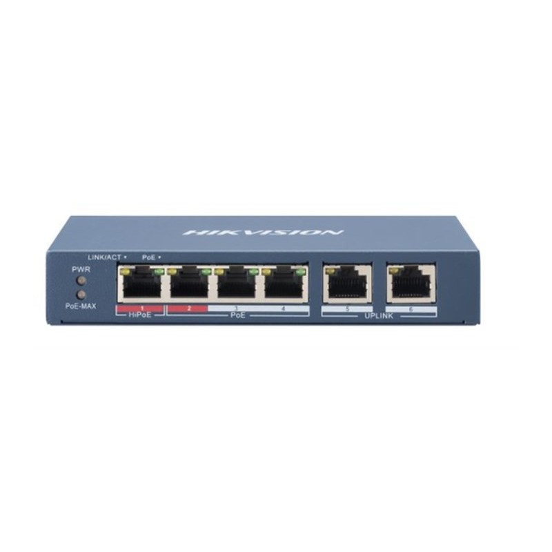 Hikvision DS-3E0106HP-E łącza sieciowe Nie zarządzany Fast Ethernet (10/100) Obsługa PoE Niebieski Hikvision DS-3E0106HP-E łącza sieciowe Nie zarządzany Fast Ethernet (10/100) Obsługa PoE Niebieski