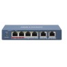 Hikvision DS-3E0106HP-E łącza sieciowe Nie zarządzany Fast Ethernet (10/100) Obsługa PoE Niebieski
