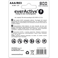 Zestaw akumulatorków everActive EVHRL03-800 (800mAh Ni-MH LSD)