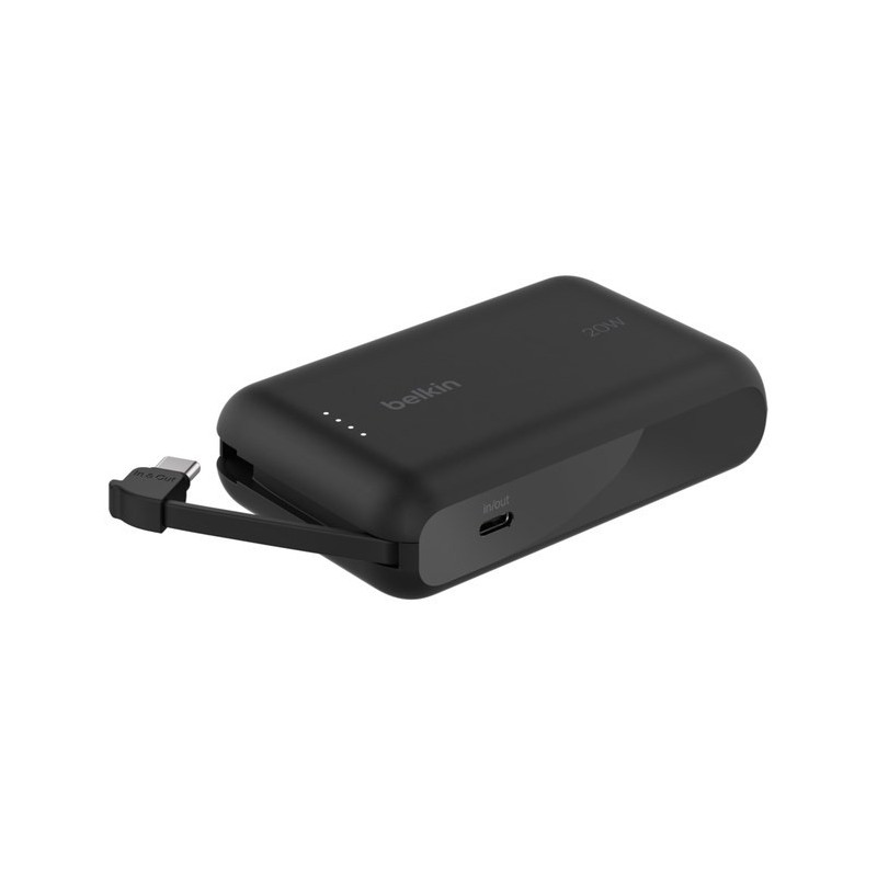 BELKIN POWERBANK 10 000 MAH, 20W, WBUDOWANY KABEL USB-C, BLACK BELKIN POWERBANK 10 000 MAH, 20W, WBUDOWANY KABEL USB-C, BLACK