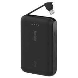 BELKIN POWERBANK 10 000 MAH, 20W, WBUDOWANY KABEL USB-C, BLACK
