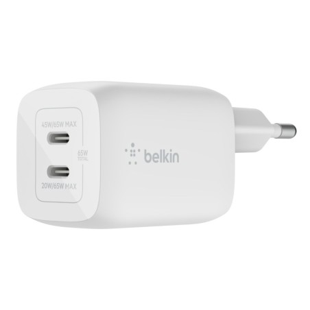 Ładowarka Belkin BoostCharge Pro Dual USB-C PD 3.0 PPS GaN Wall Charger 65W White