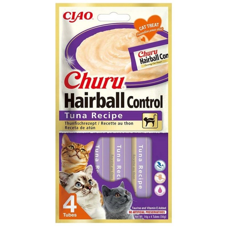 INABA CAT CHURU HAIRBALL TUNA 4x14g (56g) INABA CAT CHURU HAIRBALL TUNA 4x14g (56g)
