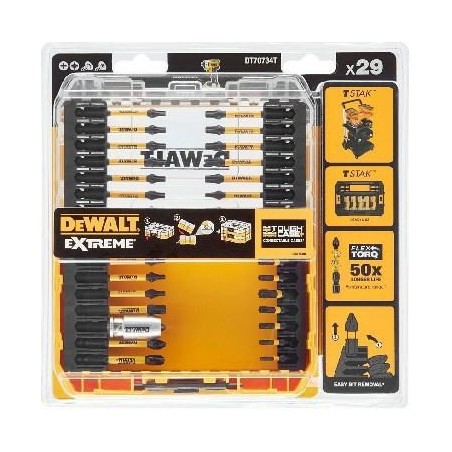 Zestaw bitów udarowych 29el DeWalt DT70734T FLEXTORQ ToughCase+