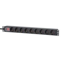 Intellinet 715133 rozdzielacz zasilania PDU 9 x gniazdo sieciowe 1U Czarny
