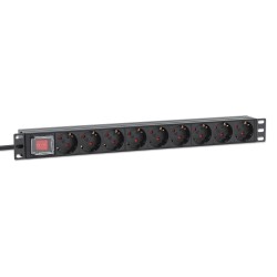Intellinet 715133 rozdzielacz zasilania PDU 9 x gniazdo sieciowe 1U Czarny