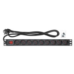 Intellinet 715133 rozdzielacz zasilania PDU 9 x gniazdo sieciowe 1U Czarny