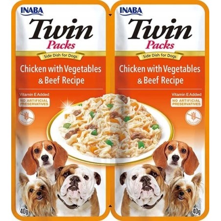 INABA DOG TWIN CHICKEN VEGETABLES & BEEF 2x40g