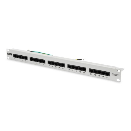 Digitus Panel krosowy (patch panel) ISDN 19" 25x RJ45 (8P4C), LSA poziom, kat.3, nieekranowany, 1U, szary
