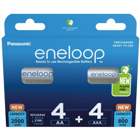 PANASONIC ENELOOP ZESTAW 4x AA 2000mAh + 4x AAA 800mAh