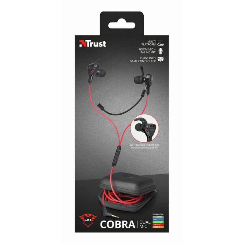 Słuchawki z mikrofonem TRUST GXT 408 Cobra czarno-czerwony Słuchawki z mikrofonem TRUST GXT 408 Cobra czarno-czerwony