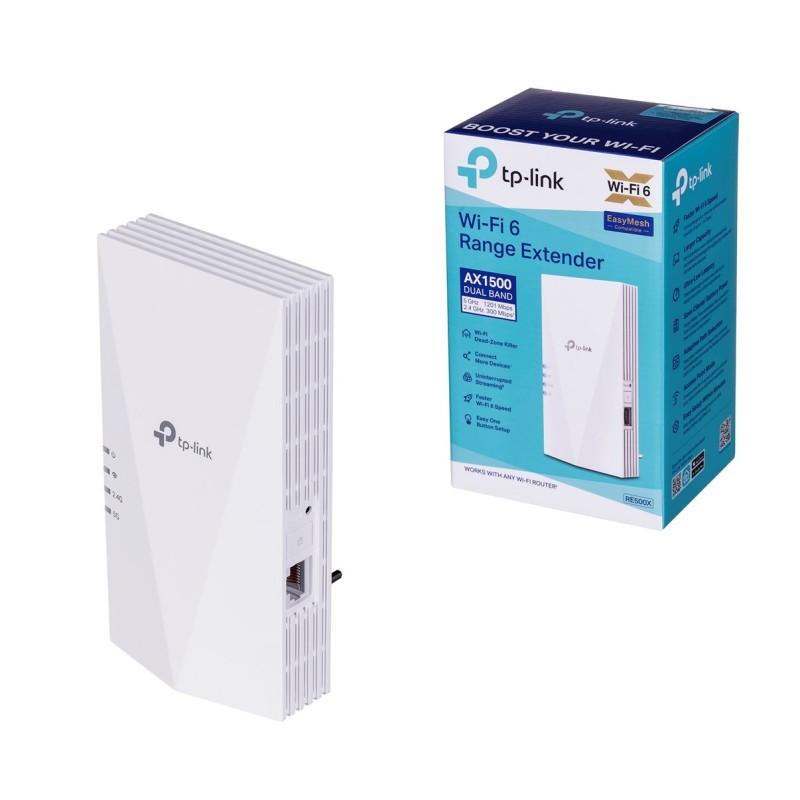 TP-Link RE500X przedłużacz sieciowy Nadajnik i odbiornik sieci Biały 1000 Mbit/s TP-Link RE500X przedłużacz sieciowy Nadajnik i odbiornik sieci Biały 1000 Mbit/s