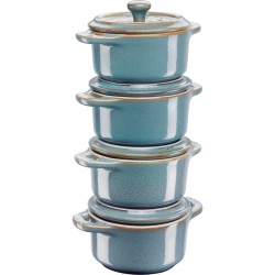STAUB Mini Cocotte Okrągły 4 szt. - 200 ml 40508-160-0 Antyczny turkusowy